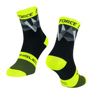 Cyklistické ponožky FORCE TRIANGLE černo-fluo-šedé