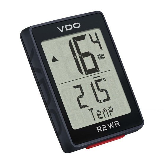 Drátový cyklopočítač VDO R2 WR s velkým displejem a funkcí měření teploty